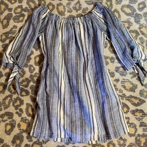 Off-shoulder Striped Linen Dress (Revolve)